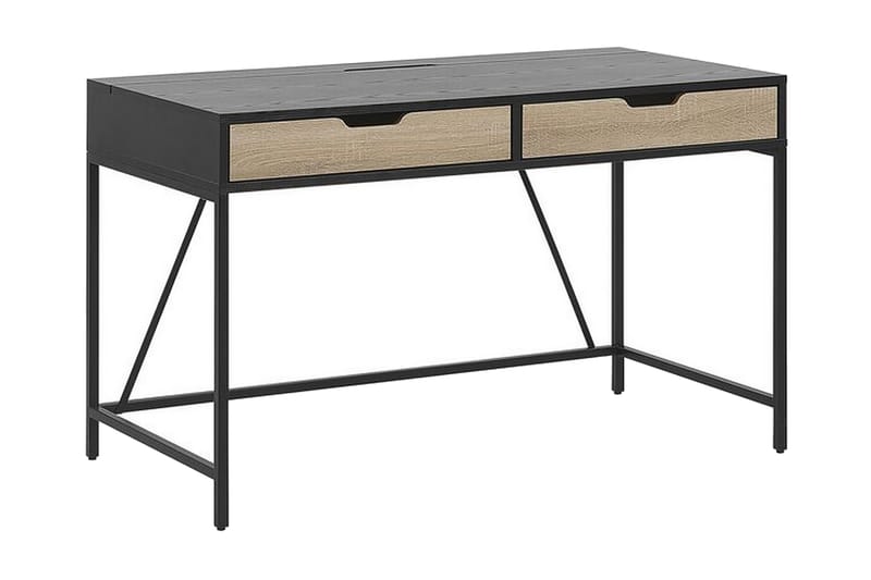 Skrivbord Matanzas 120 cm med Förvaring 2 Lådor - Svart/Ljust Trä - Skrivbord - Datorbord - Klaffbord & hopfällbart bord - Marmorbord - Höj och sänkbart skrivbord