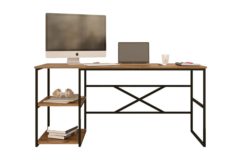 Skrivbord Mockba 160x75x160 cm med förvaring - Grön - Skrivbord - Datorbord - Klaffbord & hopfällbart bord - Marmorbord - Höj och sänkbart skrivbord