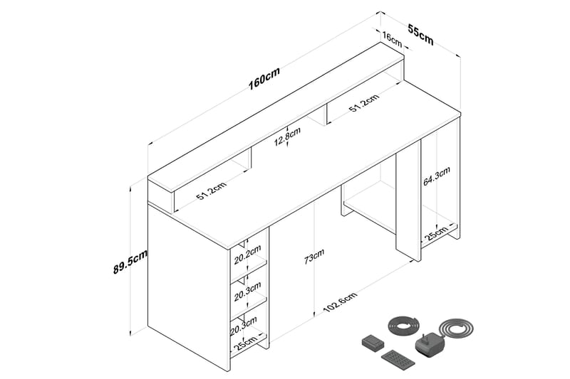 Skrivbord Nanak 160 cm - Valnöt/Antracit - Skrivbord - Datorbord