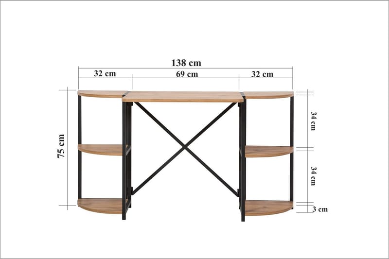 Skrivbord Narang 138 cm - Brun/Svart - Skrivbord - Datorbord