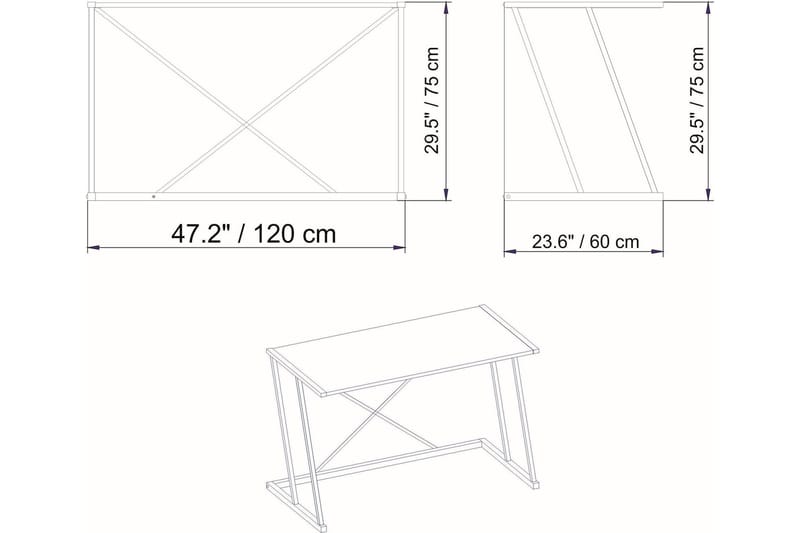 Skrivbord Oxaca 60x75x114 cm - Svart/Vit - Möbler - Bord & matgrupp - Kontorsbord - Skrivbord