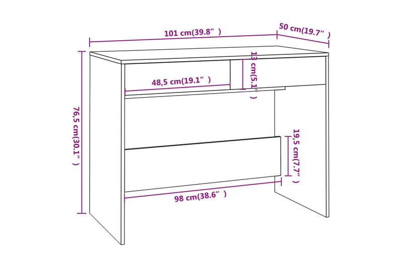 Skrivbord rökig ek 101x50x76,5 cm spånskiva - Brun - Möbler - Bord & matgrupp - Kontorsbord - Skrivbord