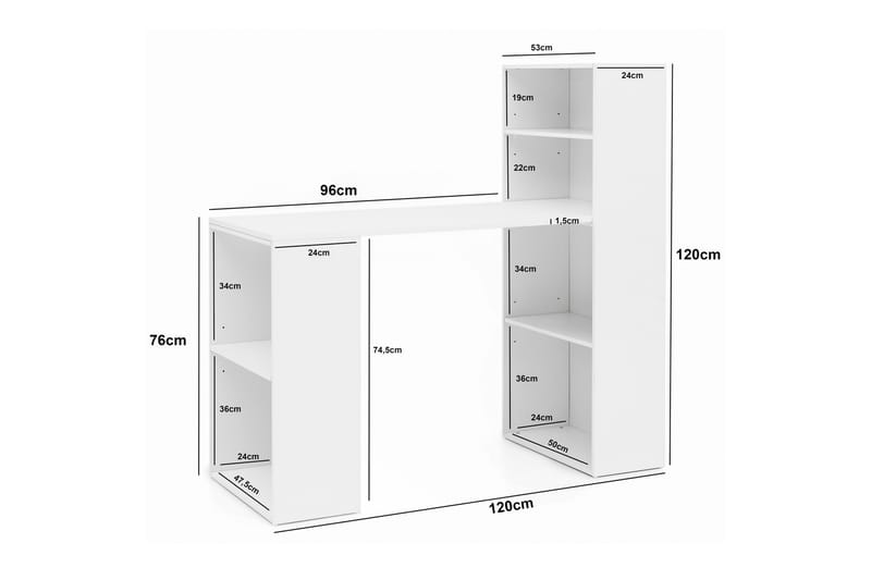 Skrivbord Requan 120 cm med Förvaring Hyllor - Vit - Möbler - Bord & matgrupp - Kontorsbord - Skrivbord