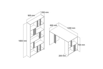 Skrivbord Tibani 120 cm med Förvaring Hylla + Bokhylla - Mörkbrun - Möbler - Bord & matgrupp - Kontorsbord - Skrivbord