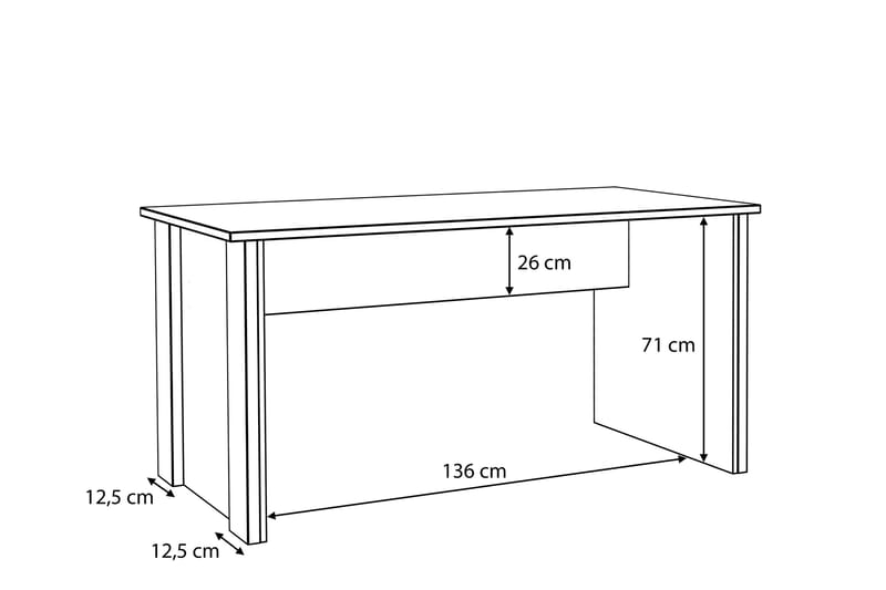 Skrivbord Trevorton 153 cm - Brun/Grå - Skrivbord - Datorbord - Klaffbord & hopfällbart bord - Marmorbord - Höj och sänkbart skrivbord