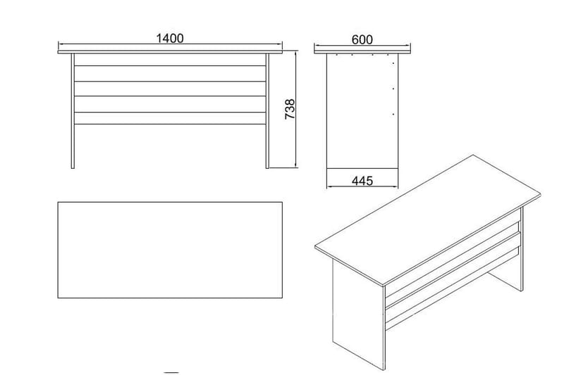 Skrivbord Tully 140 cm - Teak/Antracit - Möbler - Bord & matgrupp - Kontorsbord - Skrivbord