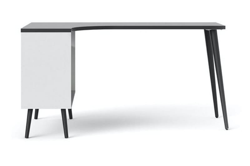 Skrivbord Vasiliki 145 cm med Förvaring Lådor + Hyllor - Vit/Svart - Skrivbord - Datorbord - Klaffbord & hopfällbart bord - Marmorbord - Höj och sänkbart skrivbord
