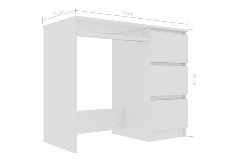 Skrivbord vit högglans 90x45x76 cm spånskiva - Vit - Möbler - Bord & matgrupp - Kontorsbord - Skrivbord