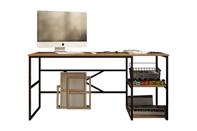 Skrivbord Vogue 160x75x160 cm med förvaring - Grön - Skrivbord - Datorbord - Klaffbord & hopfällbart bord - Marmorbord - Höj och sänkbart skrivbord