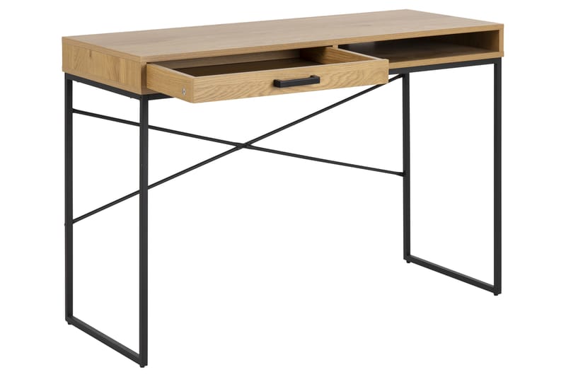 Skrivbord Walmon 110 cm med Förvaring Låda - Natur/Svart - Skrivbord - Datorbord
