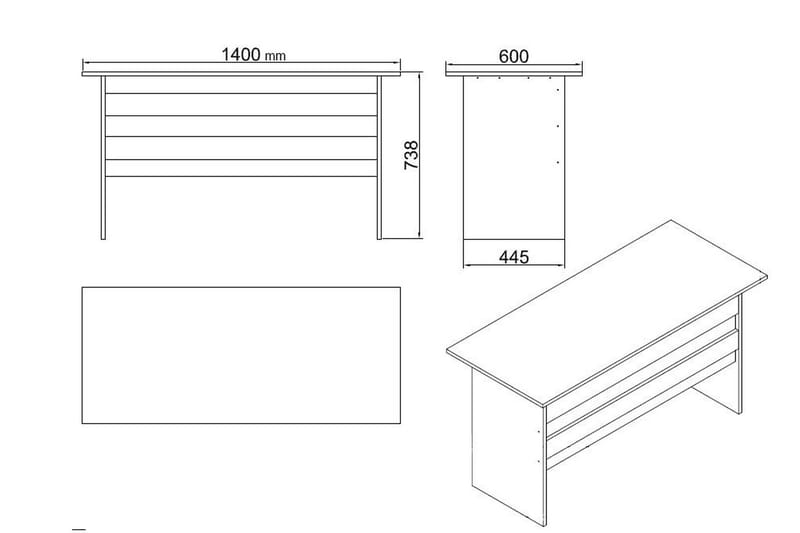 Skrivbord Wugao 140 cm med Förvaring och Fotpall - Natur/Svart - Möbler - Bord & matgrupp - Kontorsbord - Skrivbord