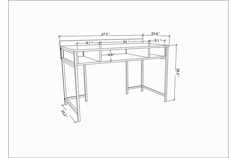 Skrivbord Yepan 60x74,8x120 cm med förvaring - Svart - Möbler - Bord & matgrupp - Kontorsbord - Skrivbord