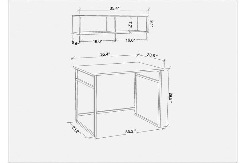 Skrivbord Yepan 60x75x90 cm - Svart/Vit - Möbler - Bord & matgrupp - Kontorsbord - Skrivbord