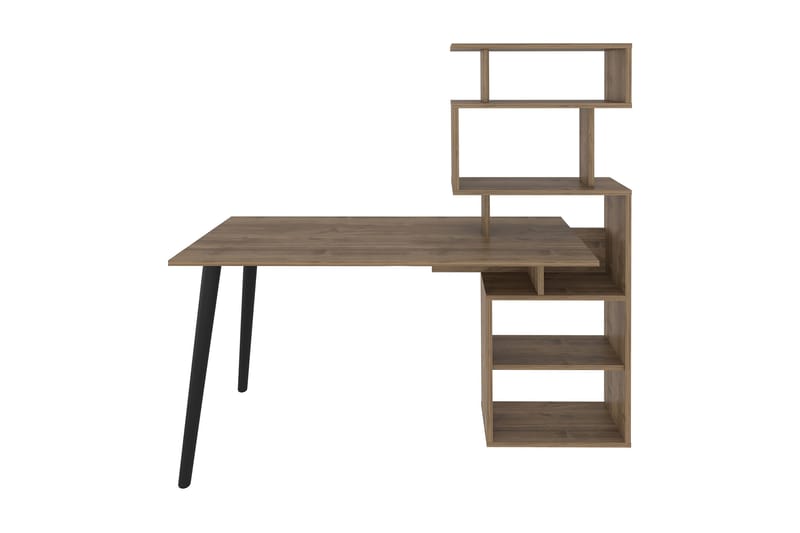 Skrivbord Zakkum 55x146,4x133 cm med förvaring - Brun - Skrivbord - Datorbord - Klaffbord & hopfällbart bord - Marmorbord - Höj och sänkbart skrivbord