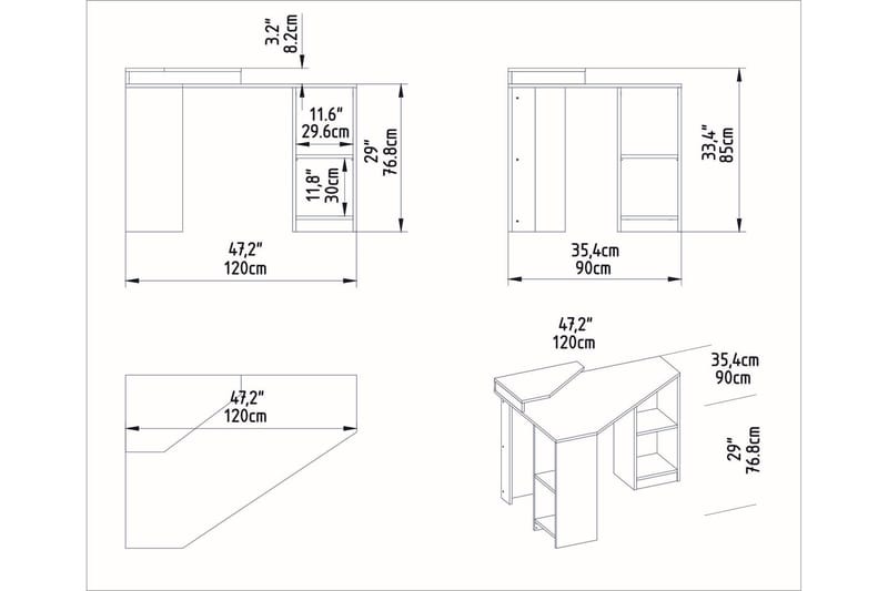 Skrivbord Zakkum 90x76,8x120 cm med förvaring - Brun - Möbler - Bord & matgrupp - Kontorsbord - Skrivbord