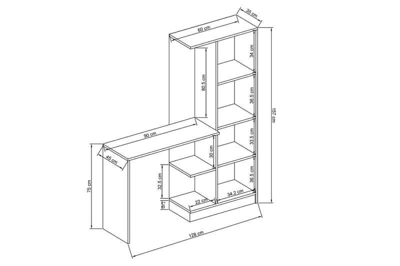 Skrivbord Parvinder 45x128 cm - Vit - Möbler - Bord & matgrupp - Kontorsbord - Skrivbord