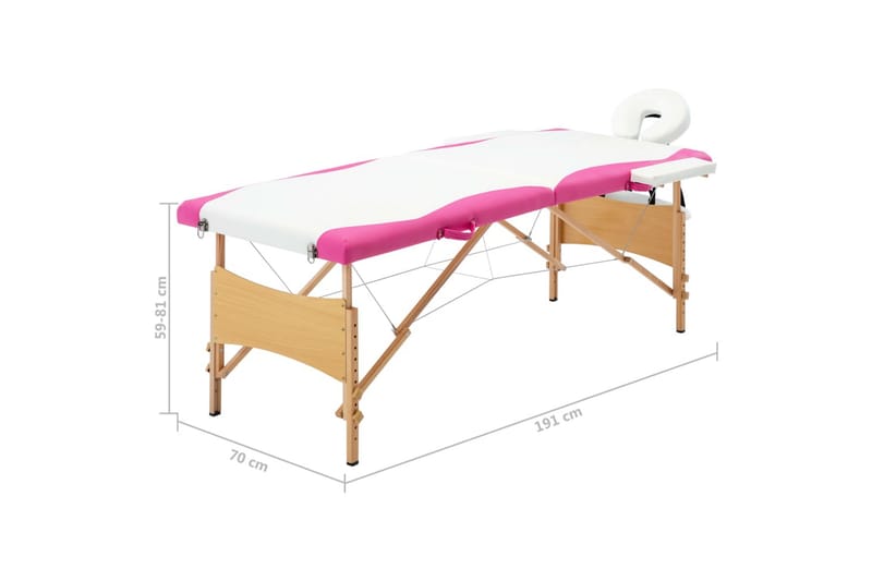 Hopfällbar massagebänk 2 sektioner trä vit och rosa - Vit - Möbler - Bord & matgrupp - Massagebord