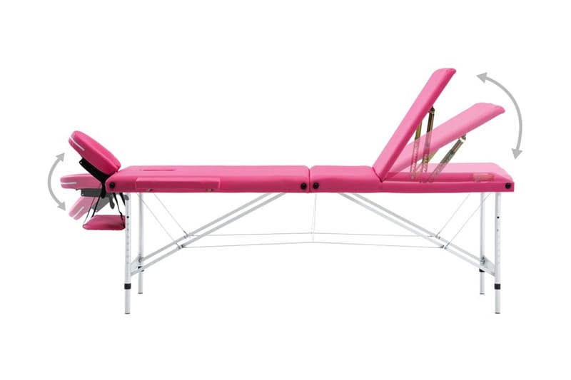 Hopfällbar massagebänk 3 sektioner aluminium rosa - Rosa - Möbler - Bord & matgrupp - Massagebord