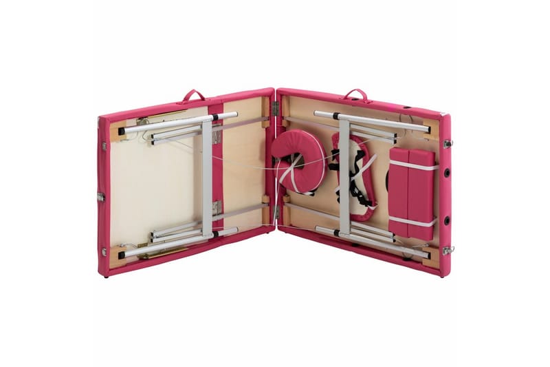 Hopfällbar massagebänk 3 sektioner aluminium rosa - Rosa - Möbler - Bord & matgrupp - Massagebord