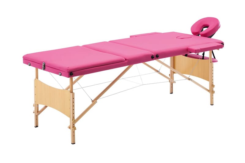 Hopfällbar massagebänk 3 sektioner trä rosa - Rosa - Möbler - Bord & matgrupp - Massagebord