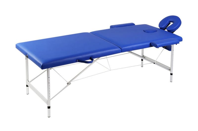 Hopfällbar massagebänk med 2 sektioner aluminium blå - Blå - Möbler - Bord & matgrupp - Massagebord