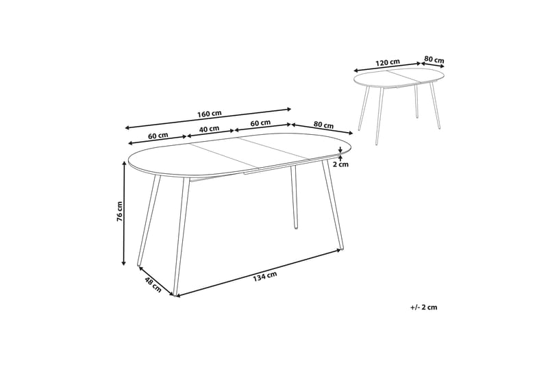 Matbord Castellana Förlängningsbart 120-160x80 cm - Vit/Svart - Möbler - Bord & matgrupp - Matbord & köksbord