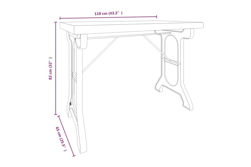 Matbord 110x65x82 cm massivt granträ och järn - Brun - Möbler - Bord & matgrupp - Matbord & köksbord