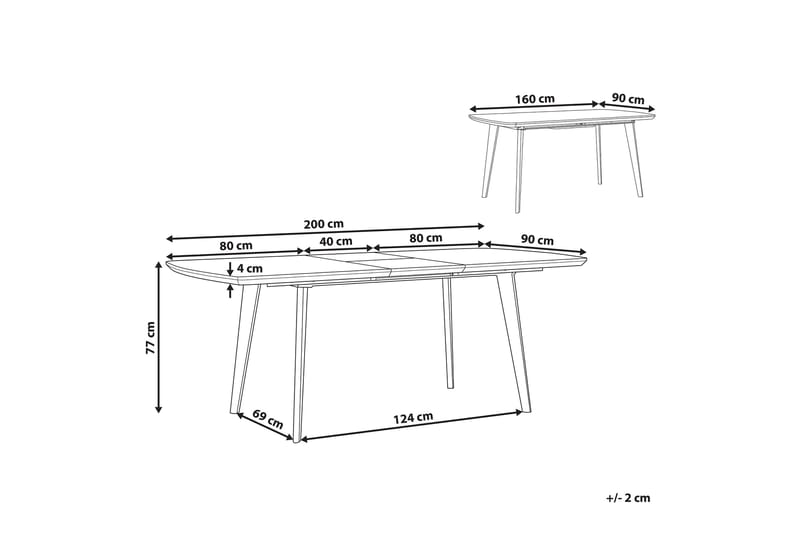 Matbord Aukland 200 cm Hopfällbart - Vit/Guld - Möbler - Bord & matgrupp - Matbord & köksbord