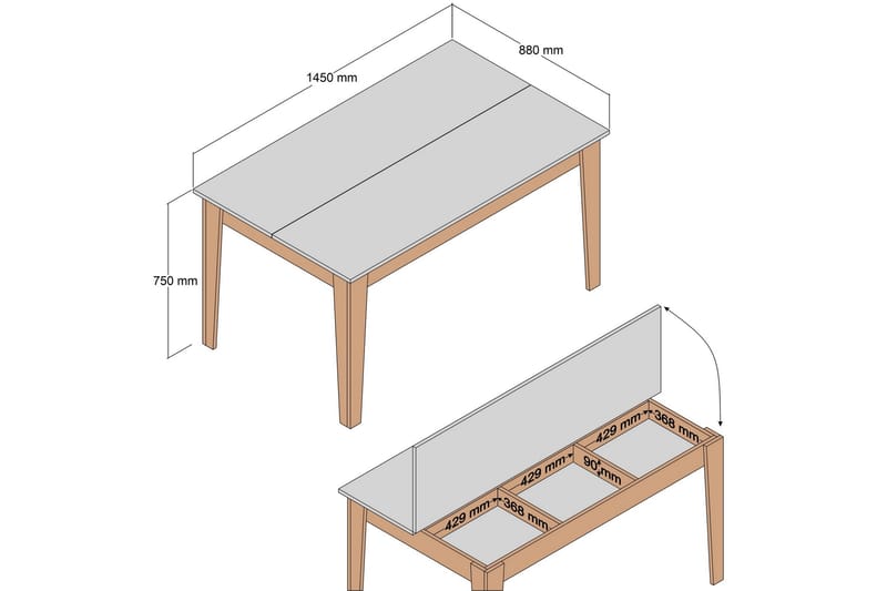 Matbord Lissione 145x88 cm Brun/Svart - Hanah Home - Möbler - Bord & matgrupp - Matbord & köksbord