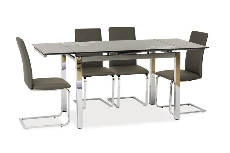 Matbord Nacaca Förlängningsbart 110 cm - Glas/Mörkgrå - Klaffbord & hopfällbart bord - Marmorbord - Matbord & köksbord