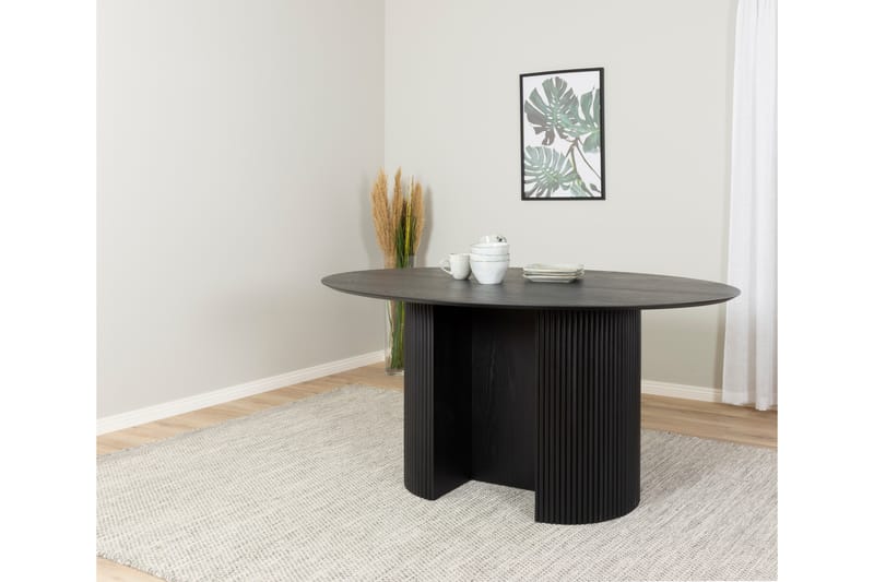 Matbord Treyarch Ovalt 160 cm - Svart - Klaffbord & hopfällbart bord - Marmorbord - Matbord & köksbord