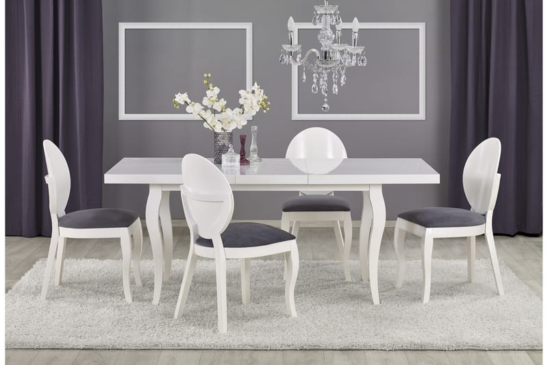 Matbord Poderi Förlängningsbart 160 cm - Vit - Klaffbord & hopfällbart bord - Marmorbord - Matbord & köksbord