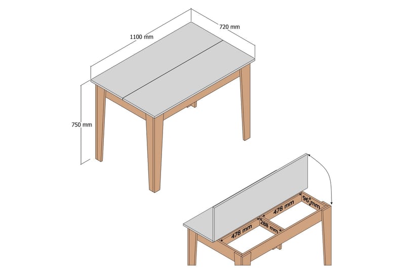 Matbord Merkesa 110 cm Rektangulär - Beige - Möbler - Bord & matgrupp - Matbord & köksbord