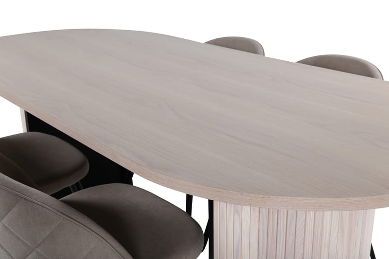 Matgrupp Cinaba  200 cm Oval med 4 Longreone stolar - Beige - Möbler - Bord & matgrupp - Matgrupp