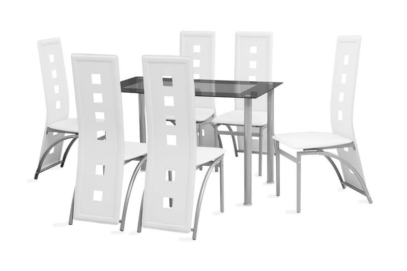 Matbord och stolar 7 delar vit - Flerfärgad - Matgrupp