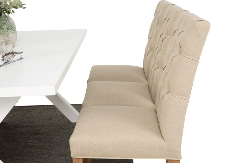 Matgrupp Hannah 180 cm med 6 Emmie Stol - Vit|Beige - Möbler - Bord & matgrupp - Matgrupp