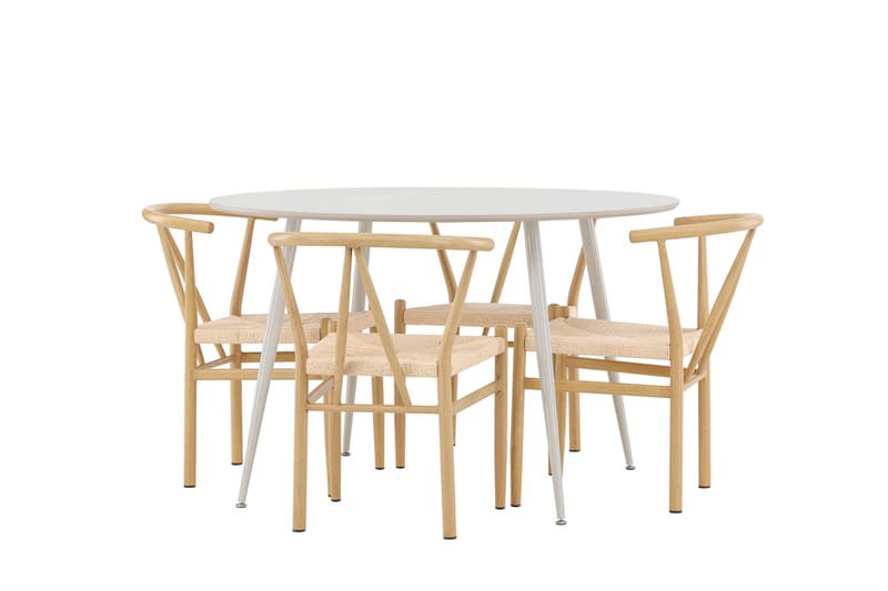 Matgrupp Plaza 120 cm Rund med 4 Alfons stolar - Beige/Beige - Möbler - Bord & matgrupp - Matgrupp