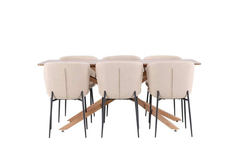 Matgrupp Piazza 180 cm Rektangulär med 6 Modesto stolar - Mocca/Beige - Möbler - Bord & matgrupp - Matgrupp