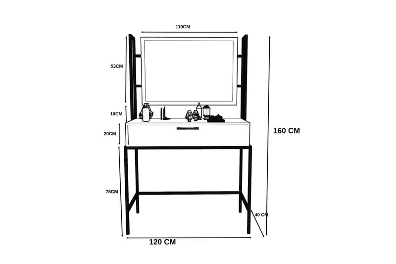 Momodern Sminkbord 120x40 cm - Antracit/Svart - Möbler - Bord & matgrupp - Sminkbord & toalettbord