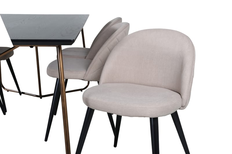 Petra Matgrupp 190 cm Rektangulär med 6 Velvet stolar - Beige - Möbler - Bord & matgrupp - Matgrupp