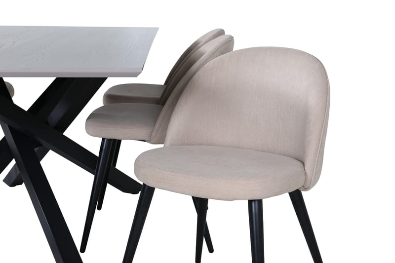 Piazza Matgrupp 180 cm Rektangulär med 6 Velvet stolar - Beige - Möbler - Bord & matgrupp - Matgrupp