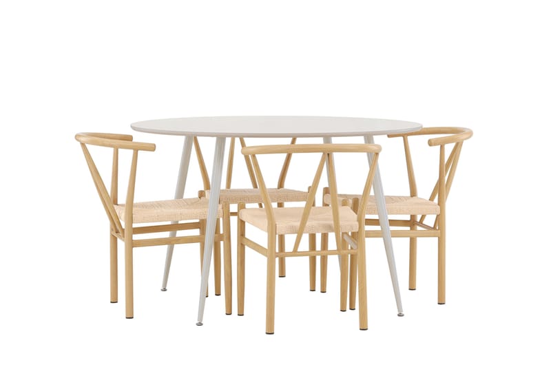 Plaza Matgrupp 120 cm Rund med 4 Alfons stolar - Beige/Beige - Möbler - Bord & matgrupp - Matgrupp