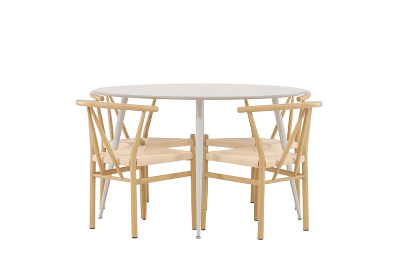 Plaza Matgrupp 120 cm Rund med 4 Alfons stolar - Beige/Beige - Möbler - Bord & matgrupp - Matgrupp