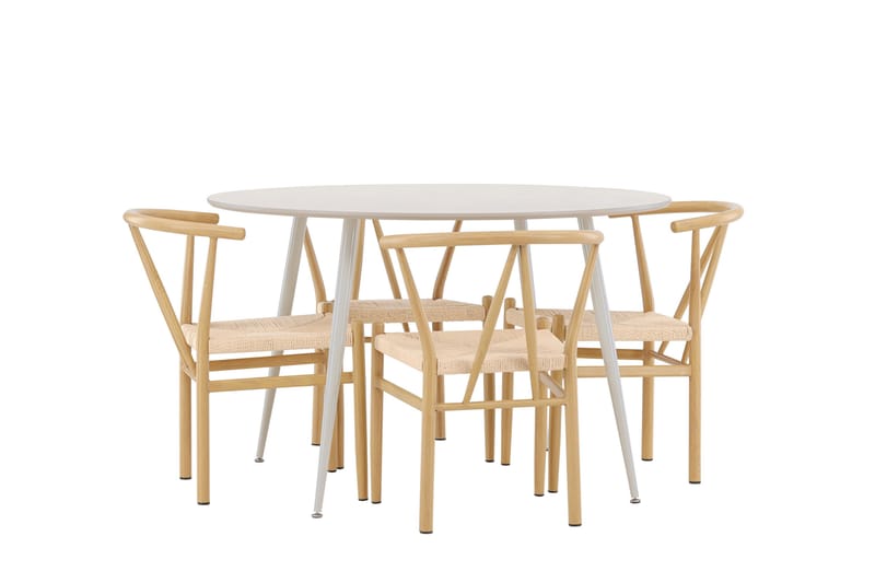 Plaza Matgrupp 120 cm Rund med 4 Alfons stolar - Beige/Beige - Möbler - Bord & matgrupp - Matgrupp