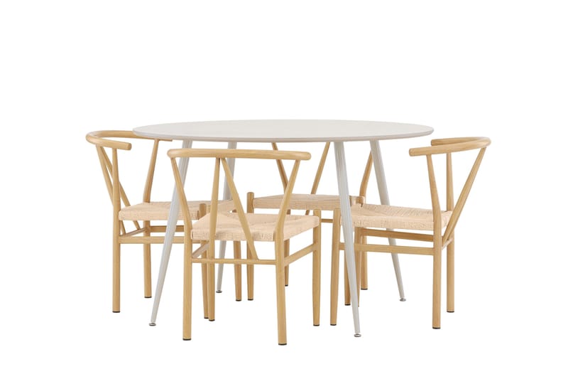 Plaza Matgrupp 120 cm Rund med 4 Alfons stolar - Beige/Beige - Möbler - Bord & matgrupp - Matgrupp