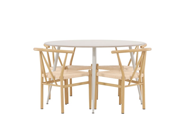 Plaza Matgrupp 120 cm Rund med 4 Alfons stolar - Beige/Beige - Möbler - Bord & matgrupp - Matgrupp