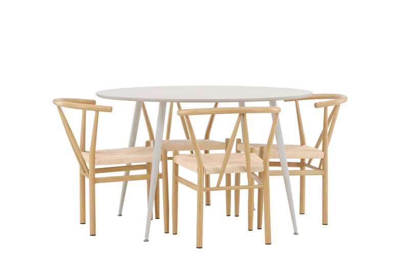 Plaza Matgrupp 120 cm Rund med 4 Alfons stolar - Beige/Beige - Möbler - Bord & matgrupp - Matgrupp