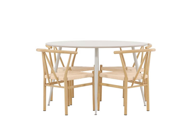 Plaza Matgrupp 120 cm Rund med 4 Alfons stolar - Beige/Beige - Möbler - Bord & matgrupp - Matgrupp