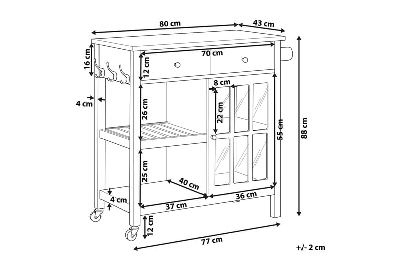 Serveringsvagn Lencisa 80 cm - Vit - Möbler - Bord & matgrupp - Serveringsvagn & serveringsbord - Köksvagn