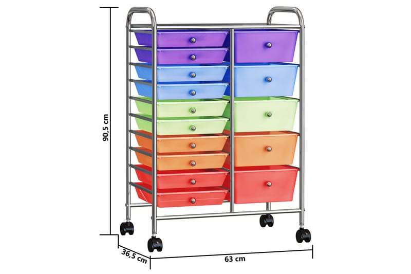 Förvaringsvagn XXL 15 lådor flerfärgad plast - Flerfärgad - Möbler - Bord & matgrupp - Serveringsvagn & serveringsbord - Rullvagn, rullbord & serveringsbord